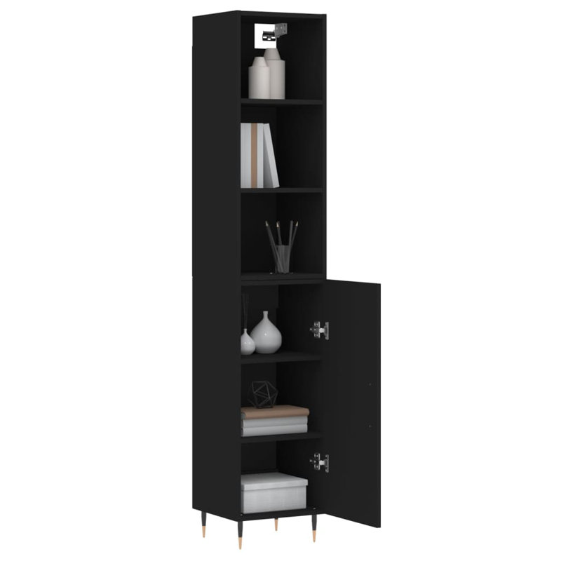 Annagail 180cm H x 35cm W Bookcase, Black