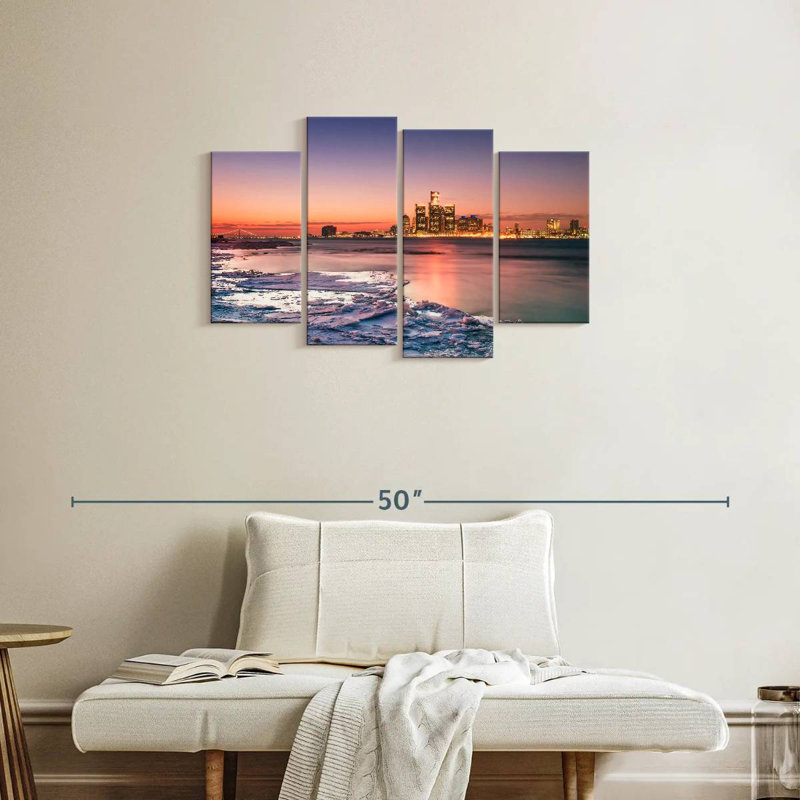 Keesha, Detroit Skyline en hiver, H 22 po x l 36 po