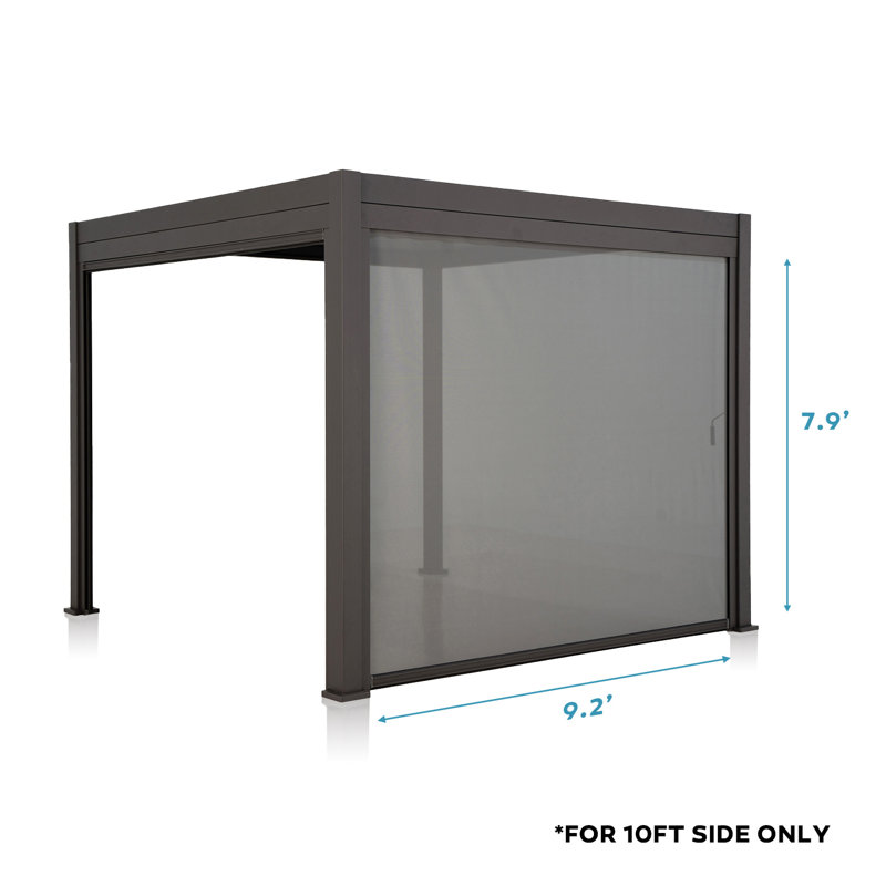 Charcoal Black Adjustable Pull-Down Privacy Screen for Pergola