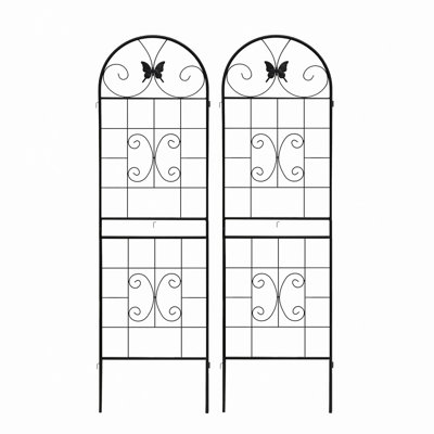 Barrière de jardin, treillis de jardin en métal, paquet de 2 treillis en métal pour plantes grimpantes, treillis d'intérieur / extérieur pour plantes en pot, plantes d'intérieur, vignes grimpantes, fleurs et légumes, écran de décoration pour clôture de jardin