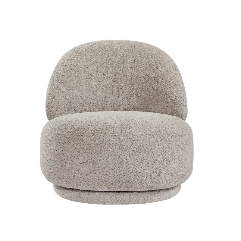 360° Swivel Boucle Barrel Chair, Gray Fabric