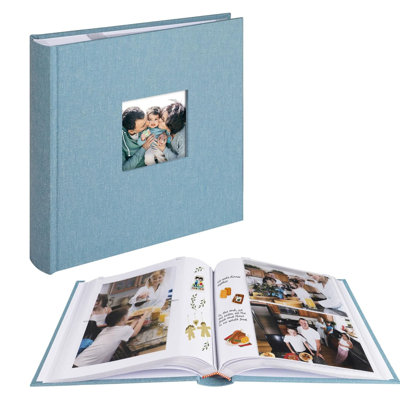 Album photo 4 x 6/5 x 7 avec pochette en lin bleu cyan pour 200 photos