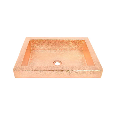 Antique Copper Metal Hand Hammered Rectangular Drop-In Bathroom Sink