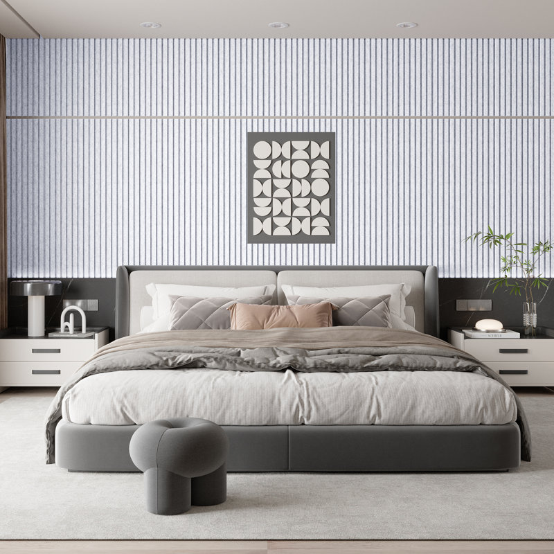 8 panneaux muraux acoustique x 45,67 po x 23,6 po - Panneaux insonorisants en fibre de polyester haute densité de 0,95 po pour le mur et le plafond, d'une couverture de 59,88 pieds carrés