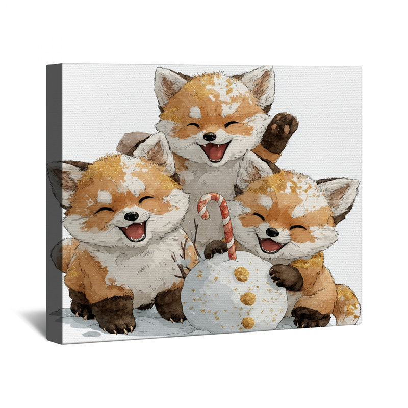 Joli trio de tendres toiles tendues sur toile Fox, 16 po x 16 po