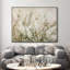 Très grand art mural imprimé sur toile - Herbes neutres et fleurs blanches, décoration pour le salon ou la chambre à coucher - «Assemblage requis du cadre (cadre non fini)»-105076073