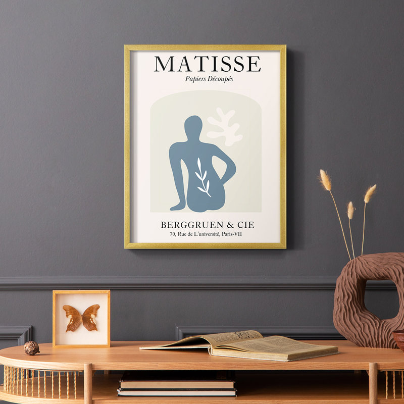 Matisse DVII, reproduction encadrée - bois massif, Or, H 10 po x l 8 po
