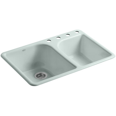 Executive Chef 33" L x 22" W Drop-In Kitchen Sink with 4 Faucet Holes