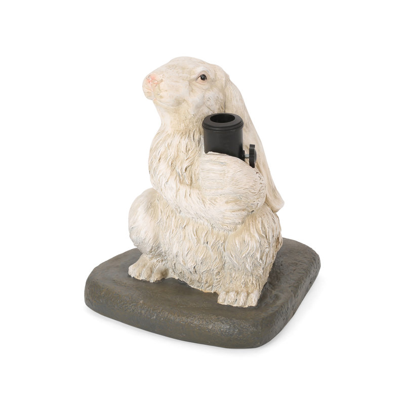 Base de parasol Rabbit Design - Résine béton, blanc mat, 52,14 lb, s'adapte à différents diamètres de poteaux, aucun assemblage requis
