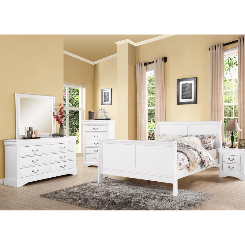 Graceful White Queen Bed With A Structure And Extra Space Robust