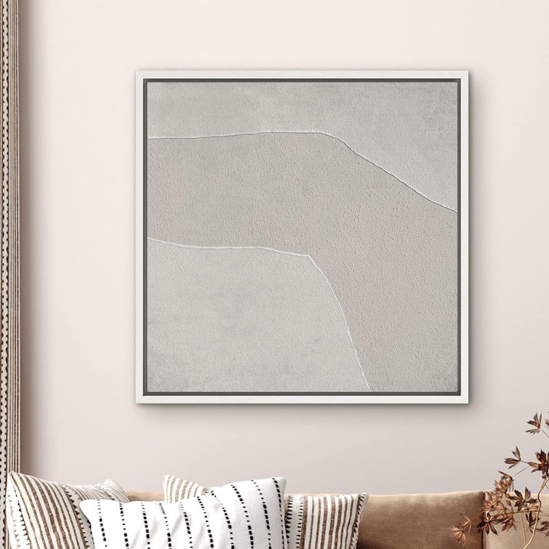 Motif géométrique gris sur deux tons - reproduction sur toile flottante, H 24 po x l 24 po x P 1,5 po, Cadre blanc