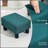 Stylish Ottoman Foot Rest, Small Cube Stool With Linen Fabric And Plastic Legs For Living Room, Green-1820690619