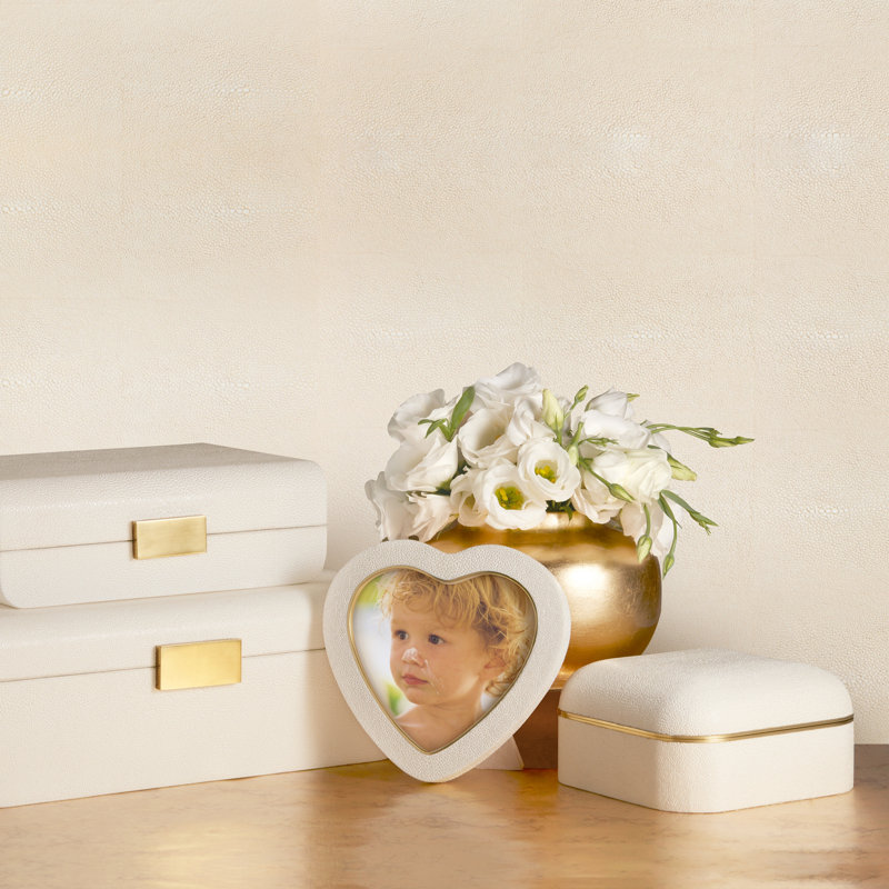 Shagreen Heart Frame, Cream