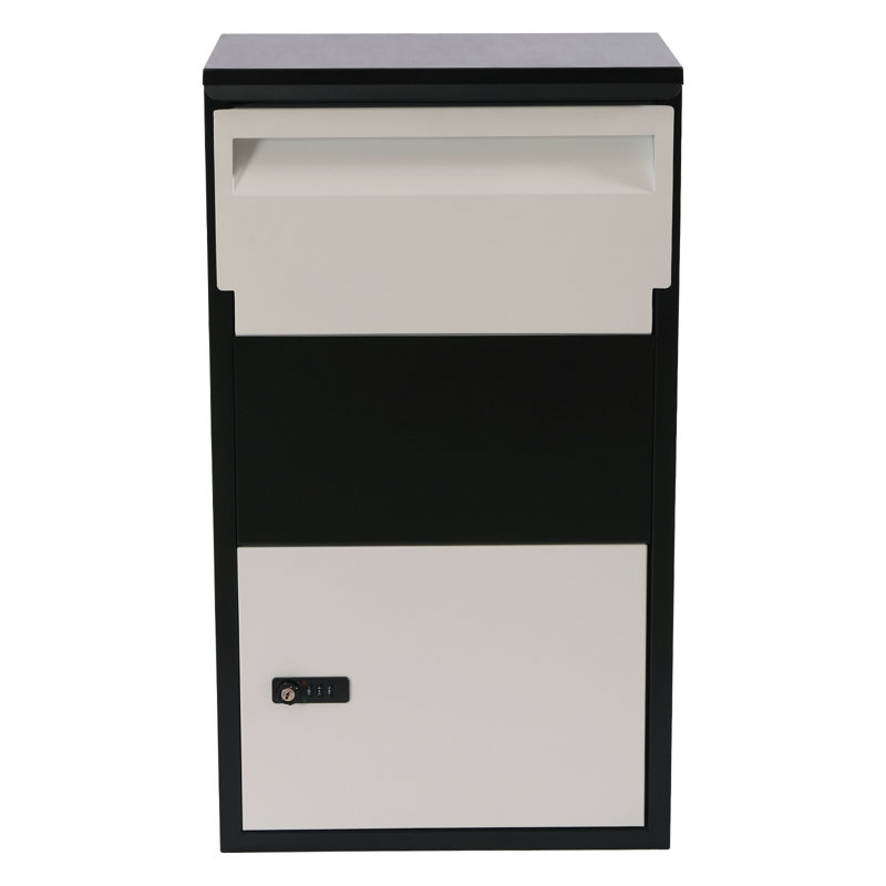 Boîte de dépôt de colis murale, serrure à code de grande capacité (noir + blanc)