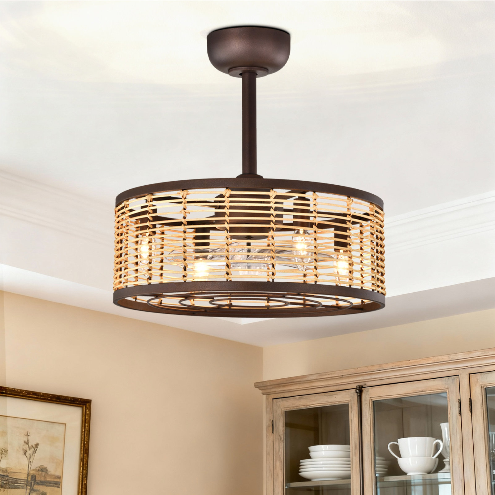 Beren Ceiling Fan with Light Kit, Brown