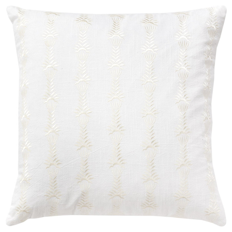 Coussin 20 "en coton blanc avec broderie