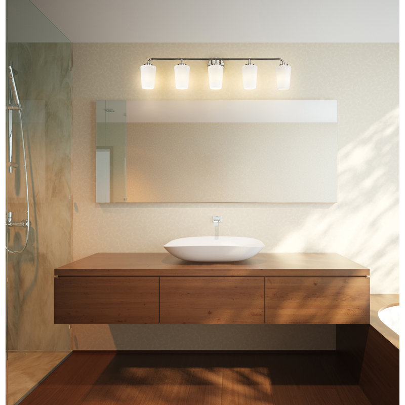 Coiffeuse Mathieson, 5 lumières, H 9,5 po x l 40 po x P 6,5 po, Nickel brossé