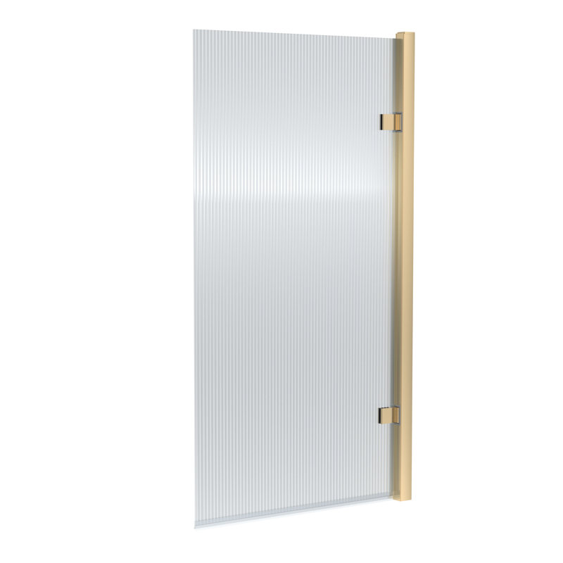 nuie 800mm Brushed Brass Fluted Hinged Bath Screen