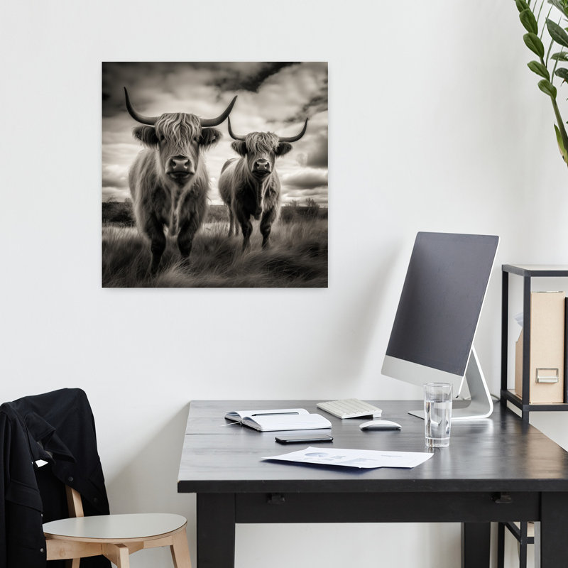 Art contemporain contemporain, paysage de vache abstrait, H 18 po x l 18 po