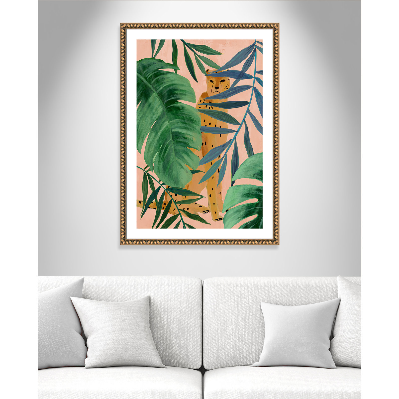 Silent Jungle - Painting Print, Gold Bead Framed Paper, 41.5" H x 29.5" W x 1.13" D