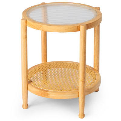 19.7In. Patio Walnut Color Wooden Side Table by Bayou Breeze