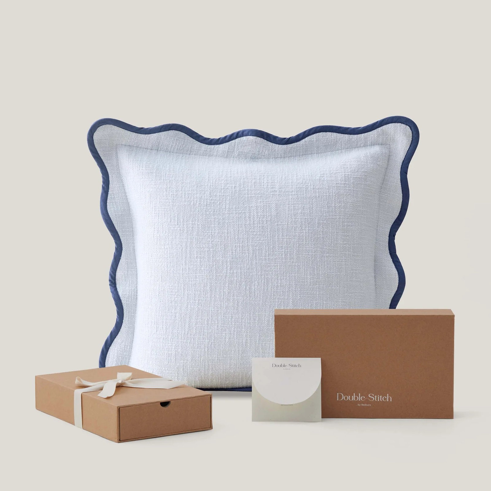 Cotton Scalloped Throw Pillow Cover, Arctic Blue