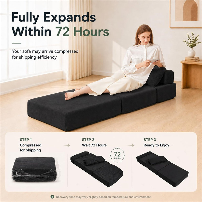 Canapé-lit convertible pliable, fauteuil-lit, design gain d'espace, aucun assemblage requis