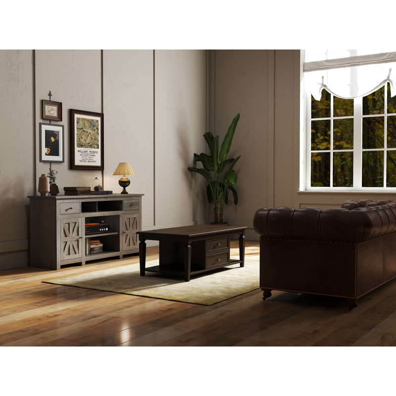 Farmhouse 59"W Tv Stand For Tvs Up To 70", Entertainment Center With Power Outlet, Tv Console, Rustic Gray