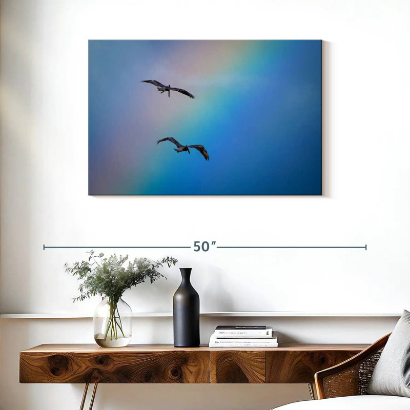 Brampt oiseaux et arc-en-ciel, H 24 po x l 36 po