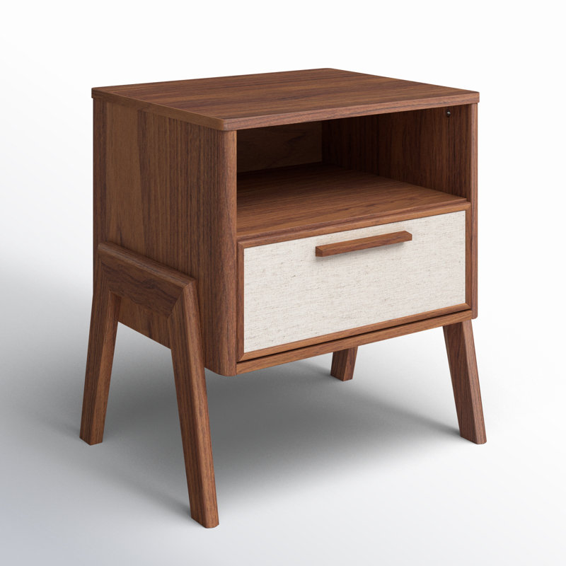 Ronnie End Table with Storage, Walnut Top/Ivory Base