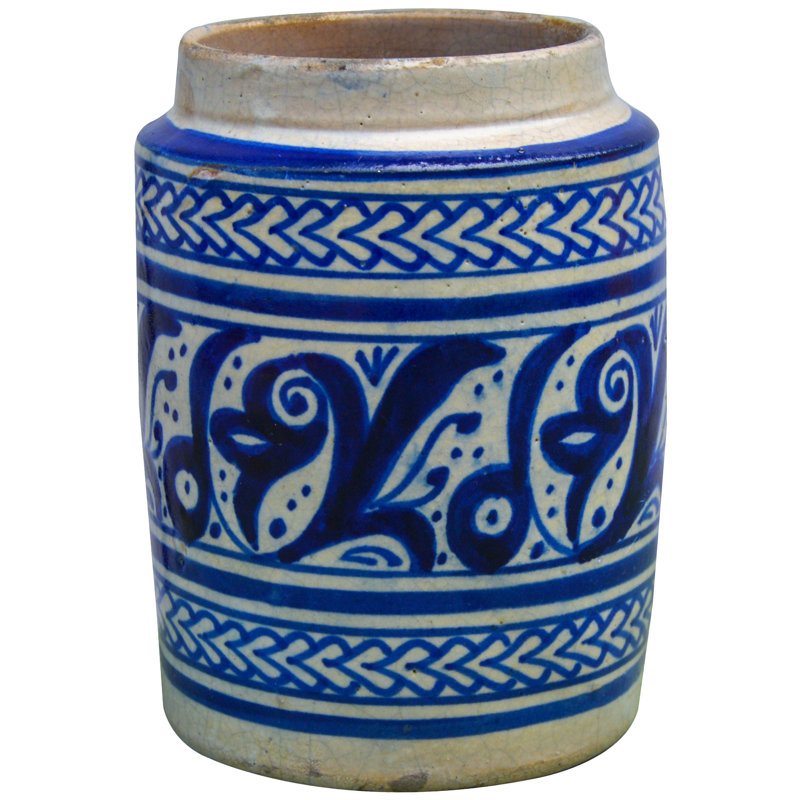 Vase de table en céramique bleu 5,5 "intérieur/extérieur