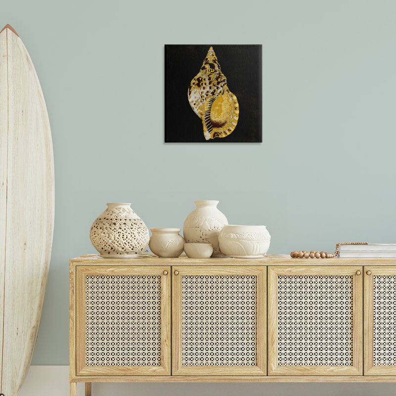 Art mural doré sur toile noire par Caroline Kelly, H 24 po x l 24 po