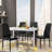 4 - Person Faux Marble Top Four Leg Dining Set-415357297-415357296