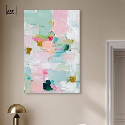 Mint and Rose Blush I Canvas Print Pink Wall Art by Art Remedy, Gallery Wrapped, 30 x 45