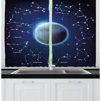 Night Blue/Dark Gray Kitchen Curtain
