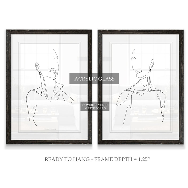 «Everlast Elegance I» par Vincent Van Gogh - ensemble de 2 reproductions de dessins encadrés, H 20 po x l 16 po x P 1,25 po