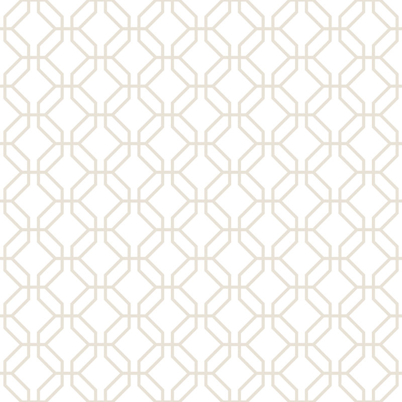 Secret Garden Octogonal Trellis Design 33' L x 21" W Wallpaper Roll, White/Taupe