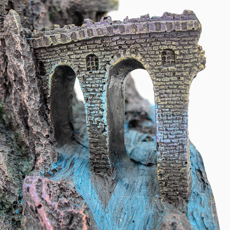 Extra Large Gray Resin Medieval Castle Aquarium Ornament