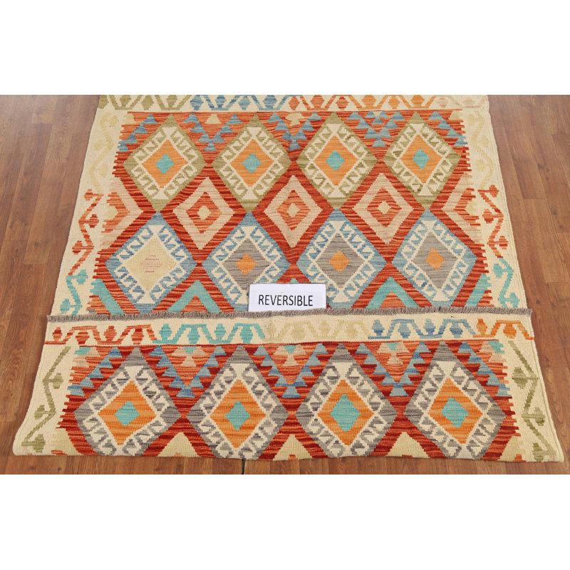 Flat Weave Kilim Reversible Wool Rug 5x6