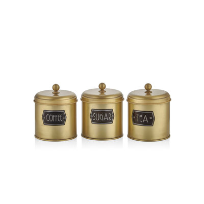 Premium 6-Piece Jar Set, Gold Finish, 5.1 x 5.1 x 6.7 Inches | 100% Galvanized Steel, Durable & Stylish | Ideal for Kitchen Storage & Organization, Elegant Decor for Home & Office, Non-Dishwasher/Microwave Safe