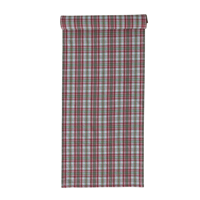 Woven Cotton Table Runner W Plaid Pattern