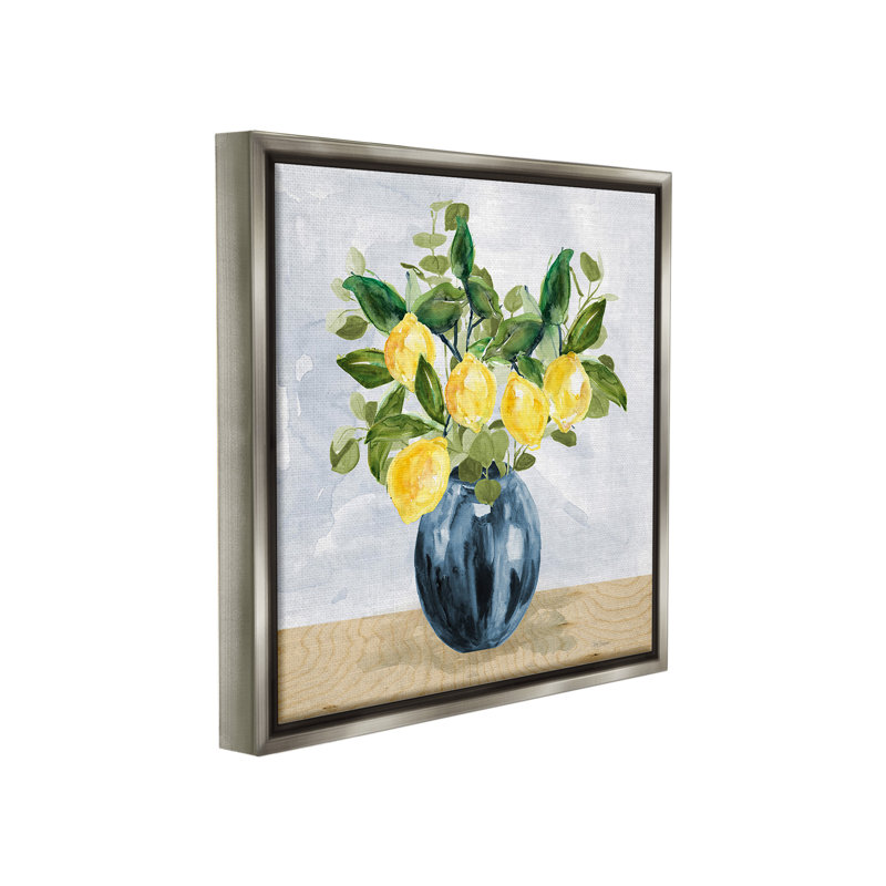 Art mural «Lemon Tree Bouquet» par Carol Robinson, Cadre flottant gris lustré, H 18 po x l 18 po