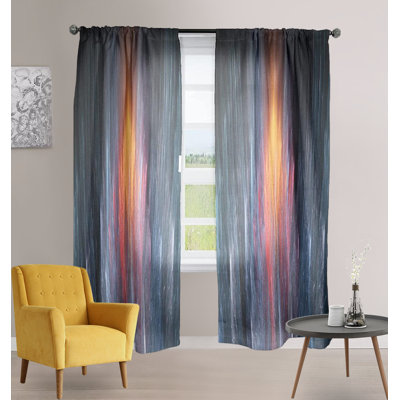 Paire de rideaux semi-transparents avec passe-tringle Fractal Fire