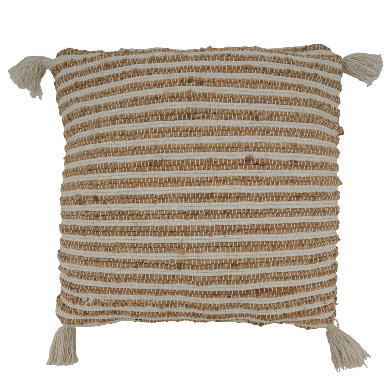 Aziza Collection Tassels Cotton Pillow Cover, White