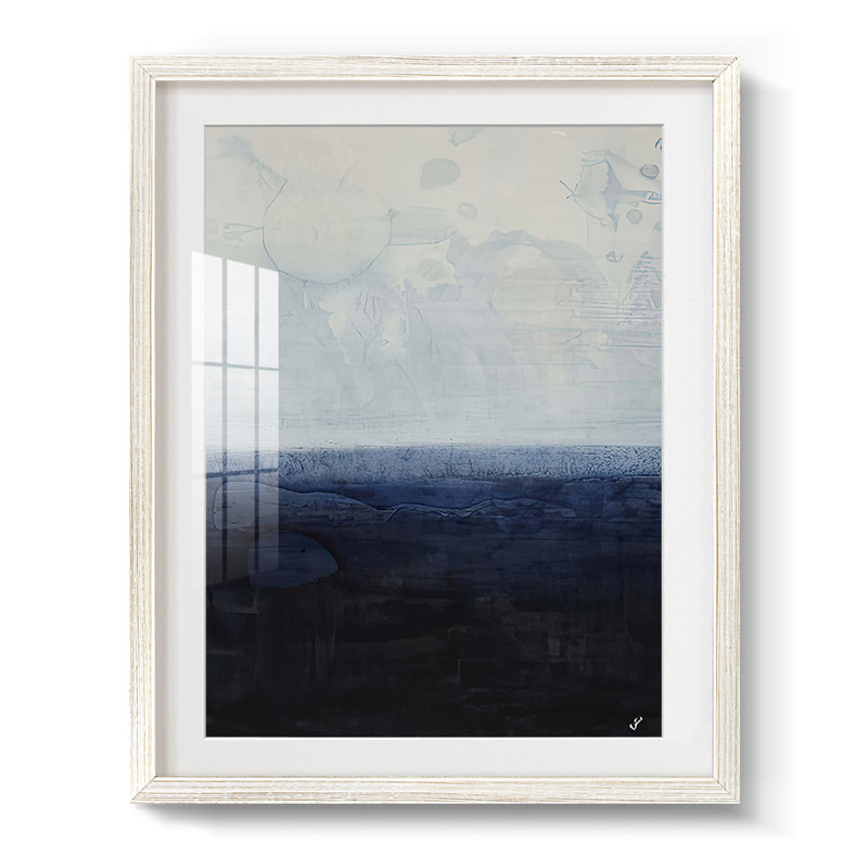 Océan délavé - impression encadrée, H 19,5 po x l 16,5 po, Blanc