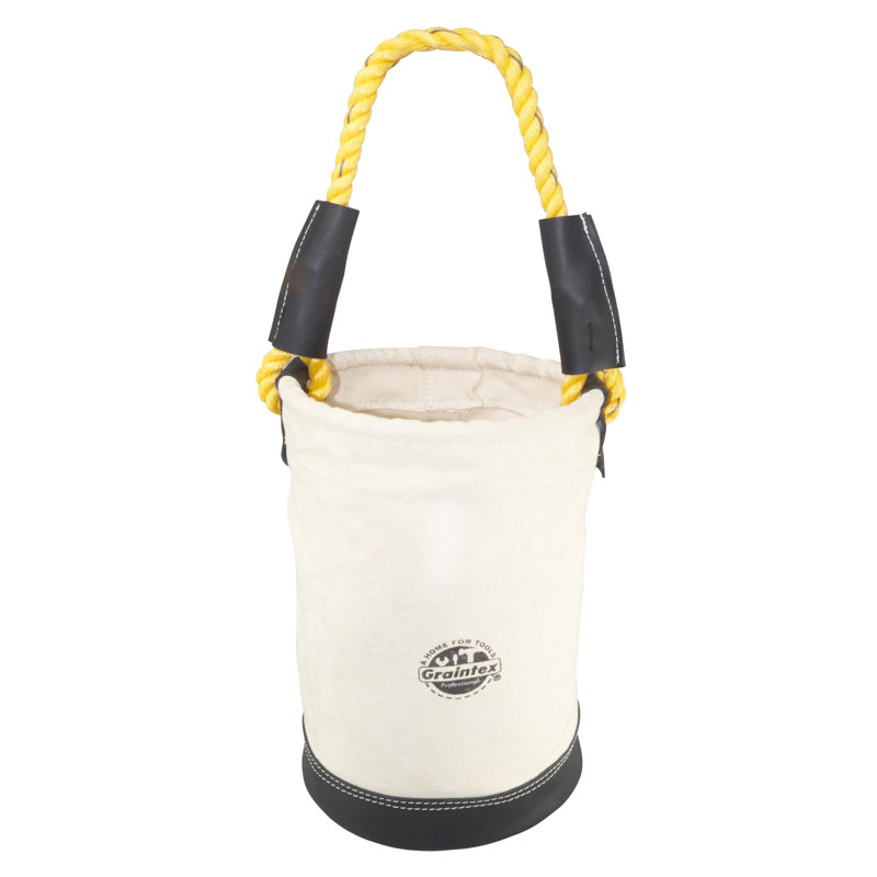 10 in. 1-Pocket Canvas Utility Tool Bucket with Leather Bottom in White