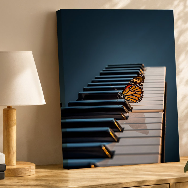 Canvas A Close Up View Of A Piano Keyboard Featuring A Wall Art Striking Contrast Between The Glossy Black And Matte White Keys Canvas Wall Art