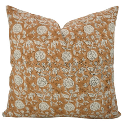 “Artisan Handmade Block Print Pillow Cover, 22X22 Boho Linen Cushion, Decorative Throw Pillow” Shilong