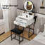Dressing Table with LED Lighted Mirror, Makeup Vanity Desk with Stool and 2 Drawers, 55CM Desktop-2026099272