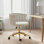 Chaise de bureau, fauteuil de coiffeuse pivotant avec dossier tissé, blanc crème